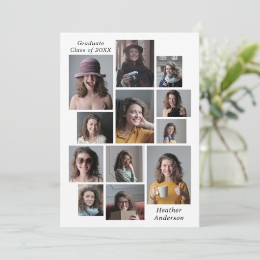 12 FotoCollage Fügen Sie einen Abschluss für Name  Ankündigung (Stehend Vorderseite)