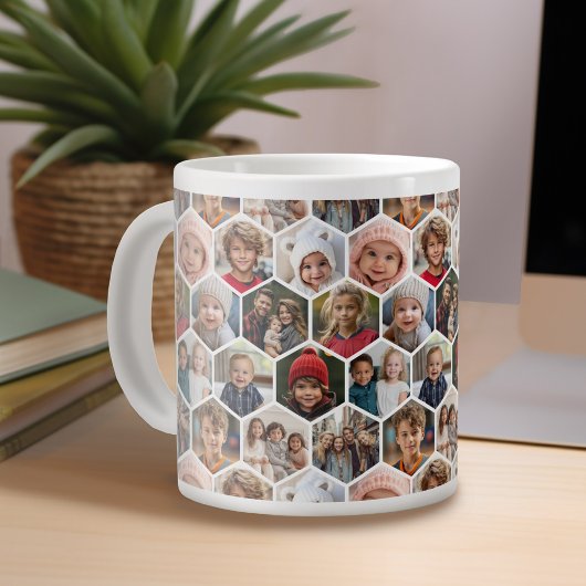 12 FotoCollage - Funky Hexagon Muster Jumbo-Tasse