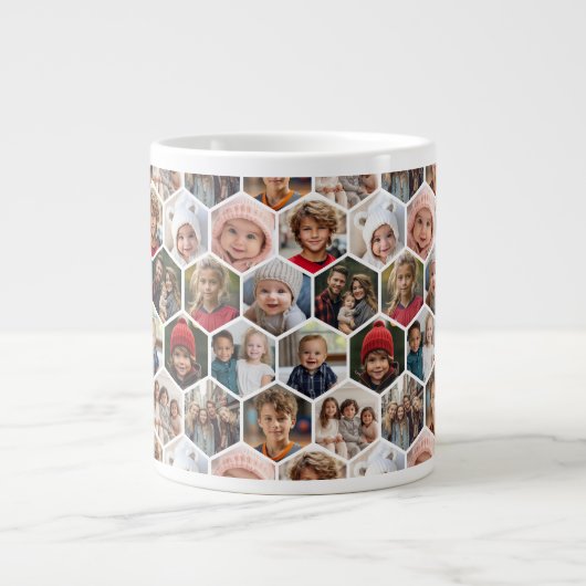 12 FotoCollage - Funky Hexagon Muster Jumbo-Tasse (Vorderseite)