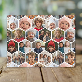 12 FotoCollage - Funky Hexagon Muster Postkarte