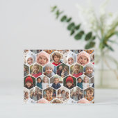 12 FotoCollage - Funky Hexagon Muster Postkarte (Stehend Vorderseite)