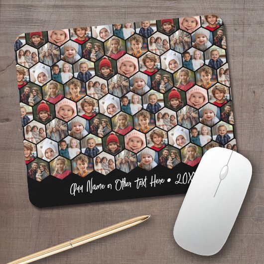 12 FotoCollage - funky hexagon - Random Muster Mousepad