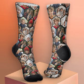 12 FotoCollage - funky hexagon - Random Muster Socken