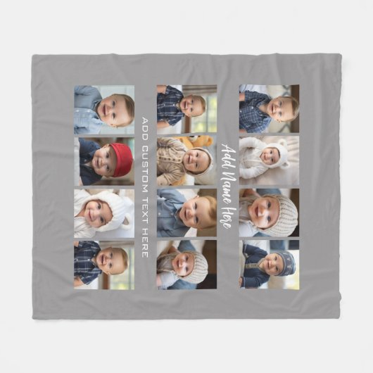 12 FotoCollage - hellgrau Fleecedecke (Vorderseite (Horizontal))