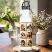 12 FotoCollage mit Gold Hintergrund Edelstahlflasche