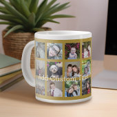 12 FotoCollage mit Gold Hintergrund Jumbo-Tasse