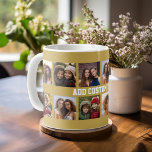 12 FotoCollage mit Gold Hintergrund Kaffeetasse<br><div class="desc">Fügen Sie Ihre Lieblings-Bilder zu dieser lustigen Vorlage. Sie können Instagram-Foto oder andere Foto für dieses Raster verwenden.</div>