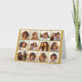 12 FotoCollage mit Gold Hintergrund Karte (Vorderseite)