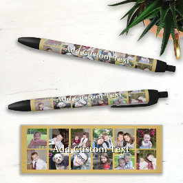 12 FotoCollage mit Gold Hintergrund Kugelschreiber