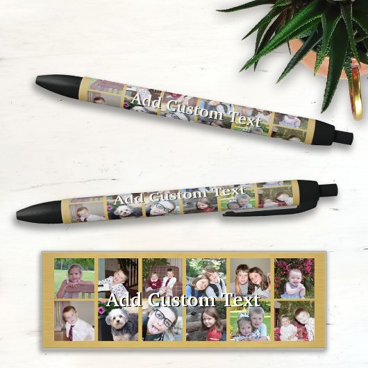 12 FotoCollage mit Gold Hintergrund Kugelschreiber