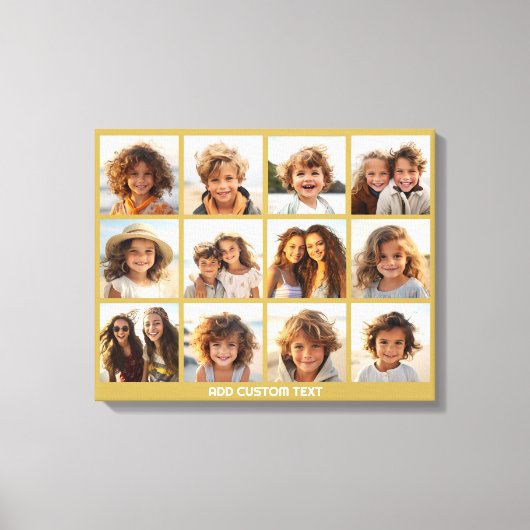 12 FotoCollage mit Gold Hintergrund Leinwanddruck (Vorderseite)