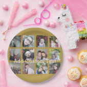 12 FotoCollage mit Gold Hintergrund Pappteller (Party)