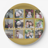 12 FotoCollage mit Gold Hintergrund Pappteller (Vorderseite)