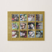 12 FotoCollage mit Gold Hintergrund Puzzle (Horizontal)