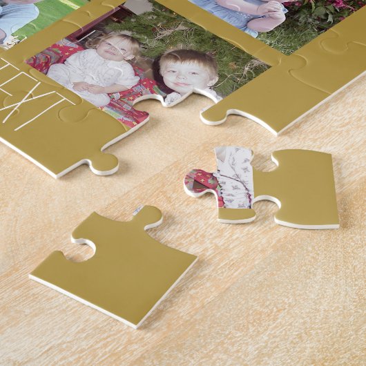 12 FotoCollage mit Gold Hintergrund Puzzle (Seite)