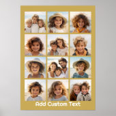 12 FotoCollage mit Gold Hintergrund und Text Poster (Vorne)