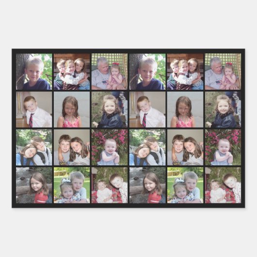 12 FotoCollage mit schwarzem Hintergrund Geschenkpapier Set (Vorderseite 3)
