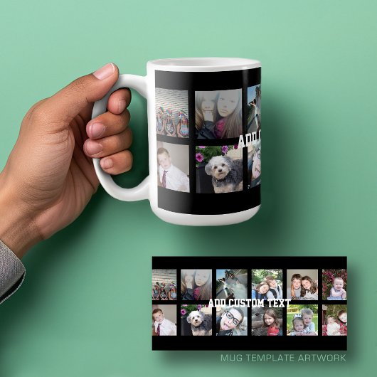 12 FotoCollage mit schwarzem Hintergrund Kaffeetasse