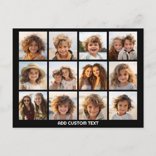 12 FotoCollage mit schwarzem Hintergrund Postkarte (Vorderseite)