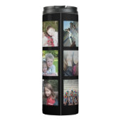12 FotoCollage Optionaler Text — Schwarz bearbeite Thermosbecher (Rückseite)