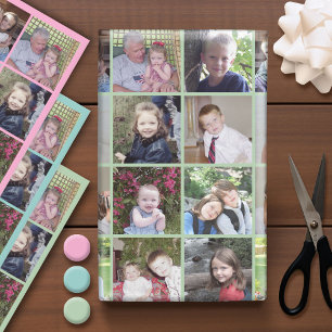 12 FotoCollage - pastellfarbene Hintergründe Geschenkpapier Set