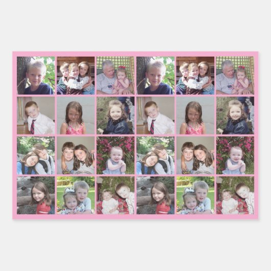 12 FotoCollage - pastellfarbene Hintergründe Geschenkpapier Set (Vorderseite)