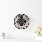 12 FotoCollage Personalisiert Schwarz-weiß Runde Wanduhr (Zuhause)