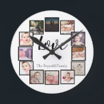 12 FotoCollage Personalisiert Schwarz-weiß Runde Wanduhr<br><div class="desc">12 Foto Collage Personalisiert Vorlage Schwarz-Weiß Wanduhr .. Fügen Sie einfach Ihre eigenen Fotos und Texte zu dieser großartigen Wanduhr .. einfach zu personalisieren .. anpassbare Fotovorlagen Uhr von Ricaso - perfekte Geschenkideen</div>