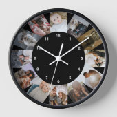 12 FotoCollage Personalisiert Schwarz-weiß Uhr (Vorderseite)