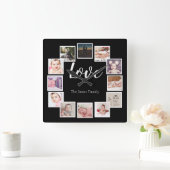 12 Fotocollage Personalisierte LIEBE Quadratische Wanduhr (Zuhause)