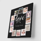 12 Fotocollage Personalisierte LIEBE Quadratische Wanduhr (Winkel)