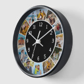 12 Fotocollage Schwarz & Weiß Familie & Freunde Uhr (Winkel)