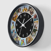 12 Fotocollage Schwarz & Weiß Familie & Freunde Uhr (Winkel)