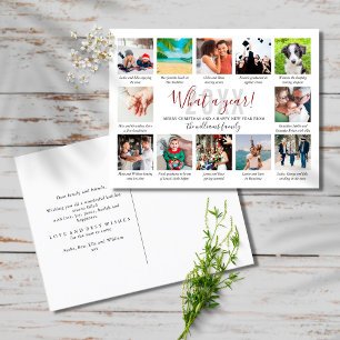 12 FotoCollage Was für ein Jahr in Rezensionen Feiertagspostkarte