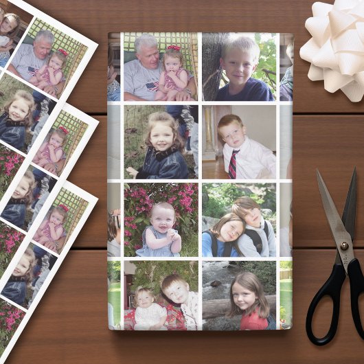 12 FotoCollage - Weißes Hintergrundraster Geschenkpapier Set