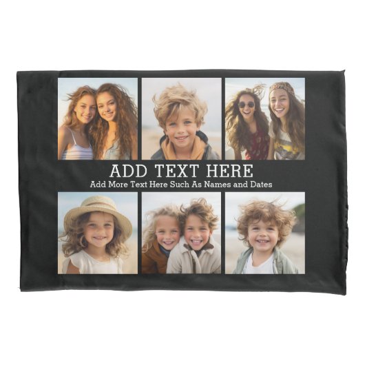 12 Fotomaterial - 6 auf jeder Seite - Plus Text Kissenbezug (Vorderseite)