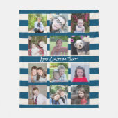 12 Fotomaterial mit Preppy Blue Elfenbeinstreifen Fleecedecke (Vorderseite)