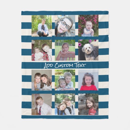 12 Fotomaterial mit Preppy Blue Elfenbeinstreifen Fleecedecke (Vorderseite)