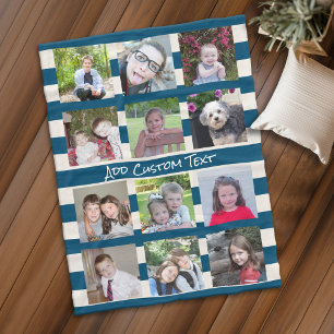 12 Fotomaterial mit Preppy Blue Elfenbeinstreifen Fleecedecke
