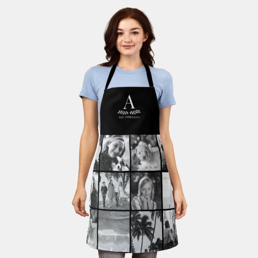 12 Fotomaterial Monogramm Schwarz/Weiß Schürze (Getragen)