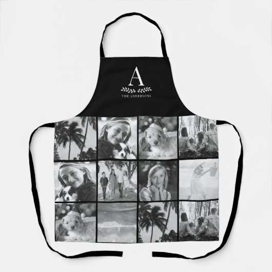 12 Fotomaterial Monogramm Schwarz/Weiß Schürze (Vorderseite)