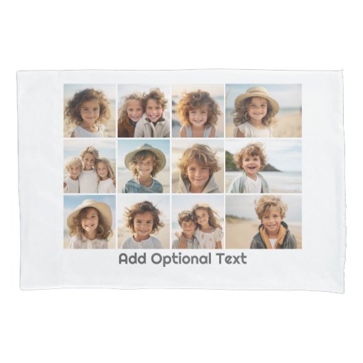 12 Fotos auf Weiß - modern, Minimal mit Text Kissenbezug (Vorderseite)