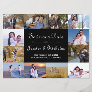 12 Fotos Collage Black - 6x8 Save the Date