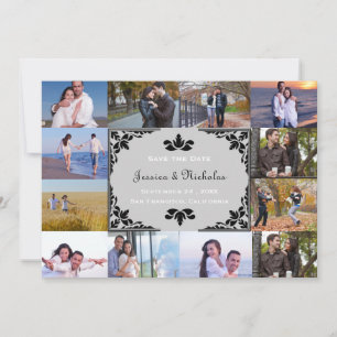 12 Fotos Collage Grauer Chevron - 5x7 Save-the-Dat Save The Date