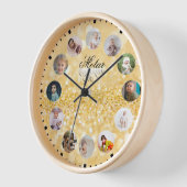 12 Fotos Collage Personalisiert Name Golden Style Uhr (Winkel)