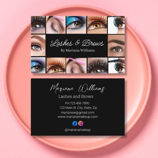 12 Fotos schwarzer Makeup-Künstler Visitenkarte