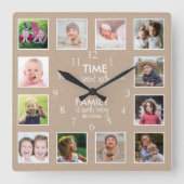 12 Fotosammlungszeit mit Familienangebot Quadratische Wanduhr (Vorderseite)