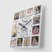 12 Fotosammlungszeit mit Familienangebot Weißholz Quadratische Wanduhr (Winkel)