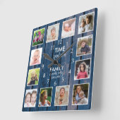12 Fotosammlungszeit mit Holz für Familien Quadratische Wanduhr (Winkel)