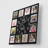 12 Fotovorlagenzeit mit schwarzem Familienangebot Quadratische Wanduhr (Winkel)